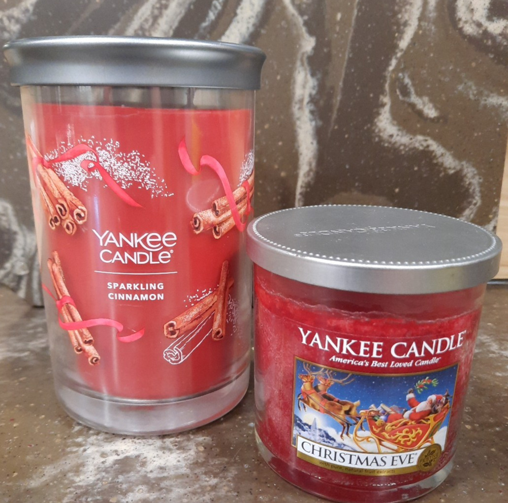 Yankee Candle Lot Of 2 Holiday Scents SPARKLING CINNAMON & CHRISTMAS EVE *READ